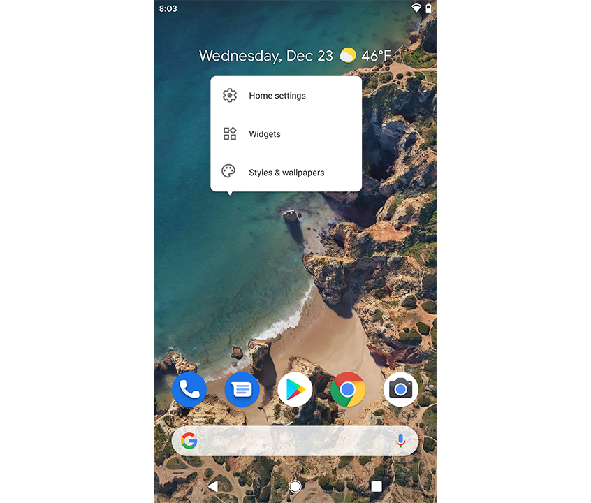 Pantalla de inicio de Android