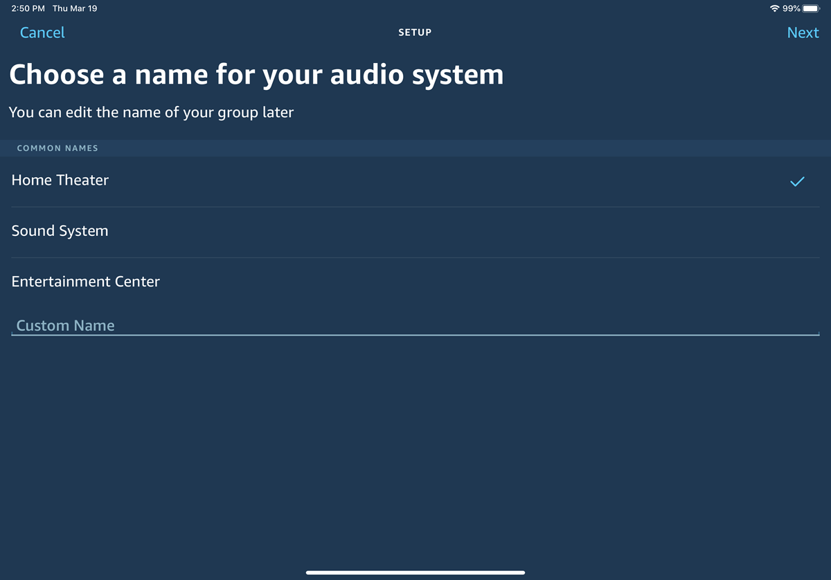 seleccione un nombre para su sistema de audio