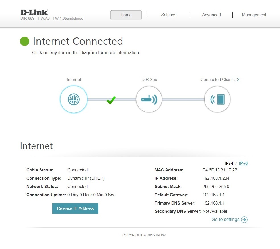 Pantalla 1 del router Wi-Fi D-Link AC1750 DIR-859