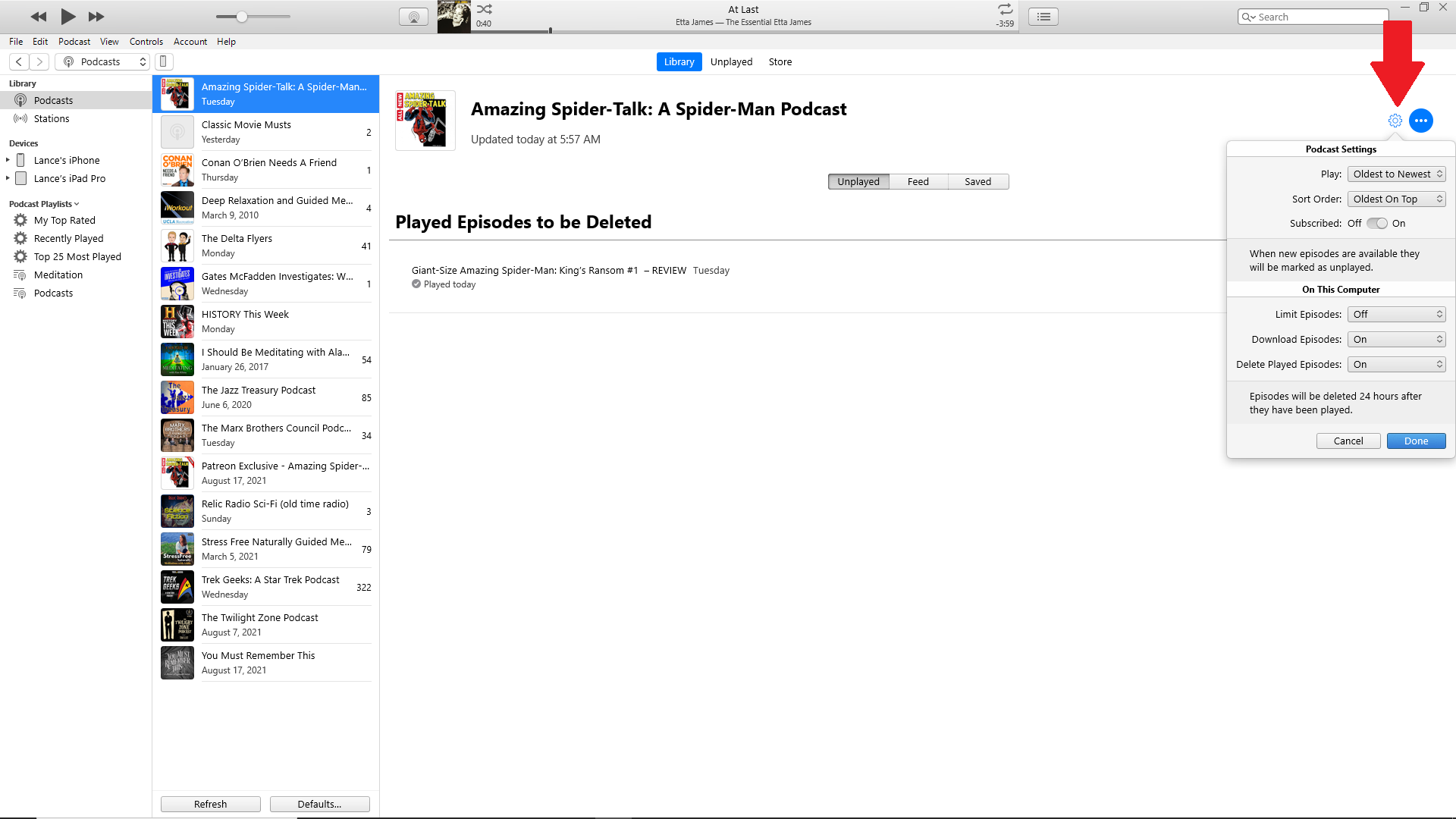 configuración de itunes